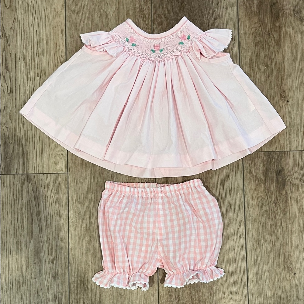 Beaufort Bonnet Pink Smocked Baby Dress and Bloomers Set 18-24 mo
